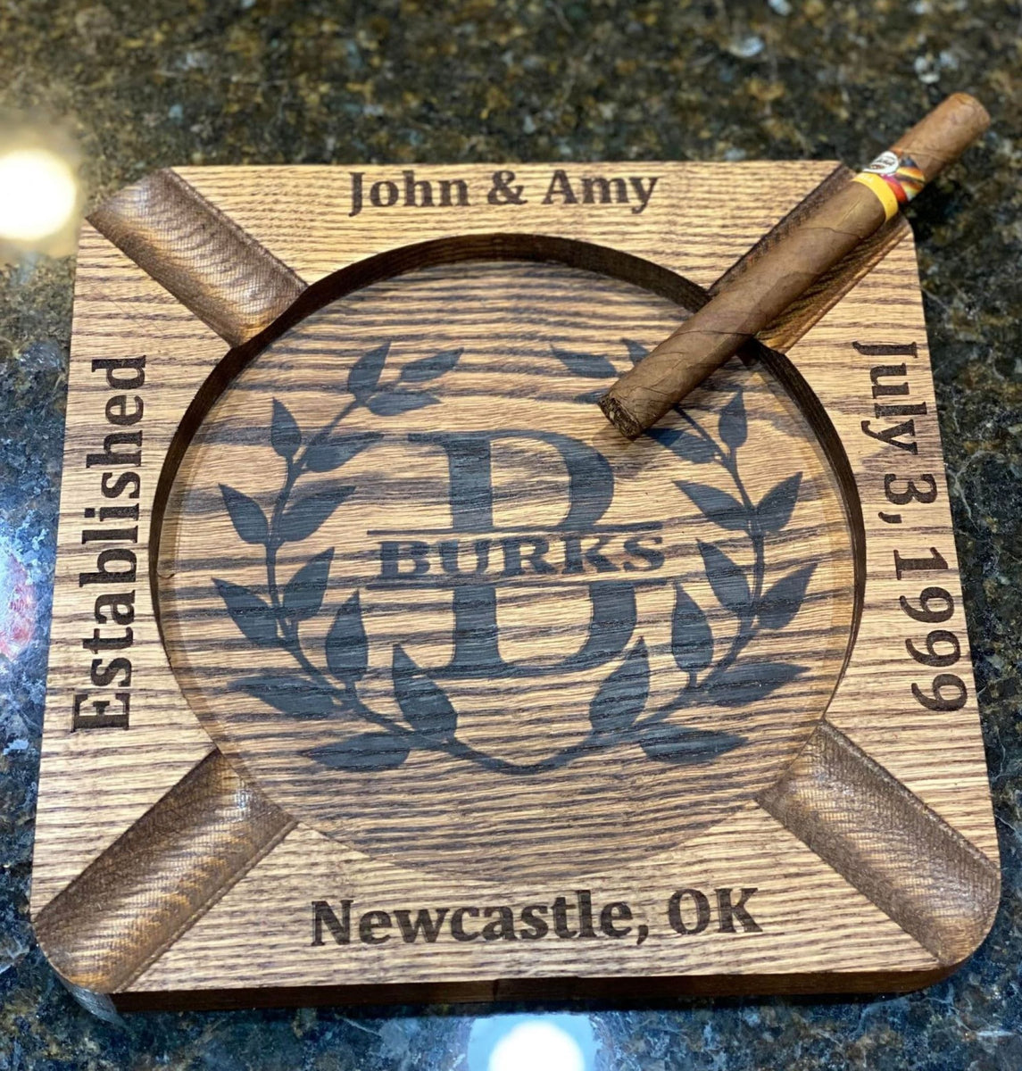 Leather Cigar Ashtray / Valet Tray Handmade Personalized 