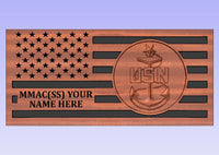 US Navy Chief Wooden Flag, Petty Officer, Wooden American Flag, Semper Fortis