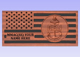 US Navy Chief Wooden Flag, Petty Officer, Wooden American Flag, Semper Fortis