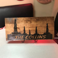 Oilfield Decor with name, personalized drilling rig sign