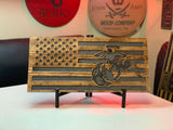 US Marine Corps Wooden Flag, wooden flag with marine, USMC Flag with name, Wooden American Flag, Semper Fidelis