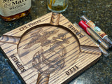 Personalized Military Cigar Ashtray, Custom with Your name for Army, Air Force, Navy, Marines, and Coast Guard.