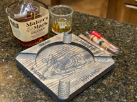 Personalized US Coast Guard Cigar Wood Ashtray, Customized with your name, Semper Paratus