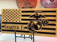 USMC American Wood Flag Personalized with Name - Semper Fidelis - US Marine Corps Hobbyist License # 19382