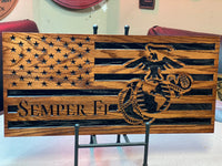 US Marine Corps Wooden Flag, wooden flag with marine, USMC Flag with name, Wooden American Flag, Semper Fidelis