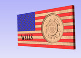 US Coast Guard Wooden Flag, USCG Flag with name, Wooden American Flag, Semper Paratus