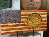 US Navy 3D Wooden Flag, wooden flag with sailor, USN Flag with name, Wooden American Flag, Semper Fortis