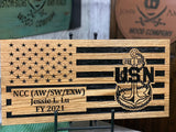 Navy Chief Flag - Wood Flag - 23" X 11" - Personalized - Navy Decor - Deployment Gift - Chief Petty Officer