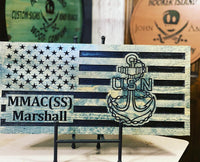 Navy Chief Flag - Wood Flag - 23" X 11" - Personalized - Navy Decor - Deployment Gift - Chief Petty Officer