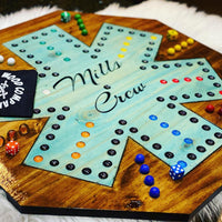 Wooden Aggravation Board Game With Dice and Marbles, Free Personalization