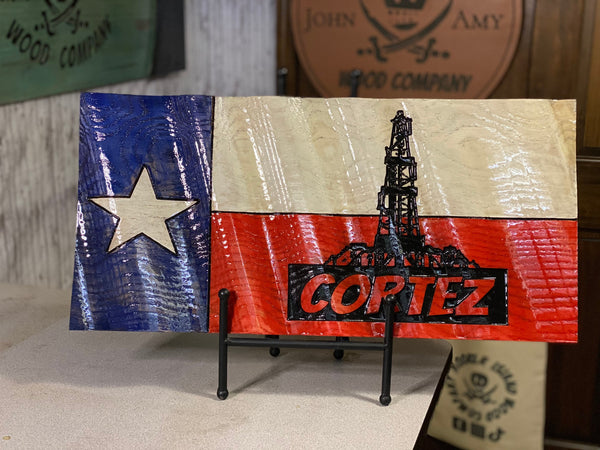 Texas Oilfield Proud - Wavy Flag - 23-Inches X 11 Inches