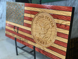 US Navy 3D Wooden Flag, wooden flag with sailor, USN Flag with name, Wooden American Flag, Semper Fortis