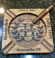 Personalized Cigar Ashtray, Custom with Your name for OU, LEO, Police, Army, Air Force, Navy, Marines, and Coast Guard.