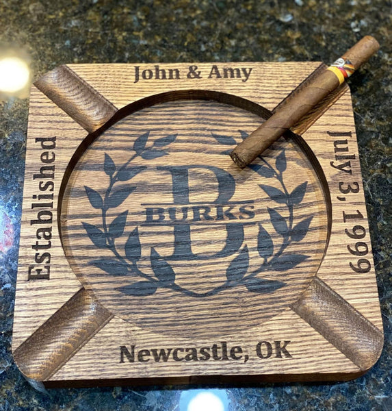 Personalized Cigar Ashtray, Custom with Your name for OU, LEO, Police, –  Hooker Island Wood Company