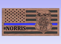 Fort Worth Police Wooden Flag, Thin Blue Line LEO Flag, Free Personalization