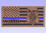 Fort Worth Police Wooden Flag, Thin Blue Line LEO Flag, Free Personalization