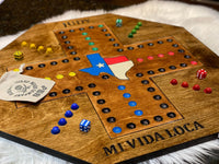 Texas Edition Wooden Wahoo Board Game With Dice and Marbles, Free Personalization