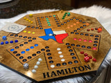 Texas Edition Wooden Wahoo Board Game With Dice and Marbles, Free Personalization