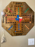 Texas Edition Wooden Wahoo Board Game With Dice and Marbles, Free Personalization