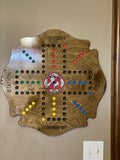 Firefighter's Wooden Wahoo Board Game With Dice and Marbles, Free Personalization