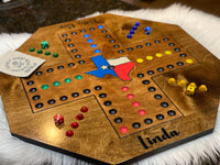 Texas Edition Wooden Wahoo Board Game With Dice and Marbles, Free Personalization