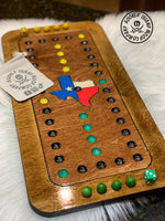 Texas Edition Wooden Wahoo Board Game With Dice and Marbles, Free Personalization