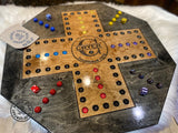 Camping RV Themed Wooden Wahoo Board Game With Dice and Marbles, Free Personalization