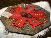 OU Wooden Wahoo Board - Game With Dice and Marbles - Free Personalization - Liscened OU Crafter 16MM Marbles