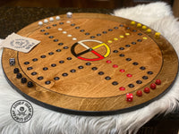 Round Wooden Wahoo Board Game With Dice and Marbles, Free Personalization, 23 with 16MM Marbles