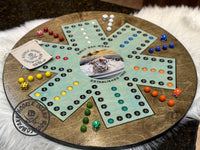 Round Wooden Wahoo Board Game With Dice and Marbles, Free Personalization, 23 with 16MM Marbles